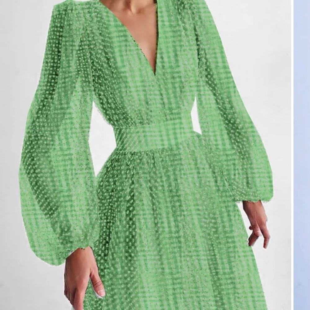 Gingham Green Tule Dress SZ- L NWOT